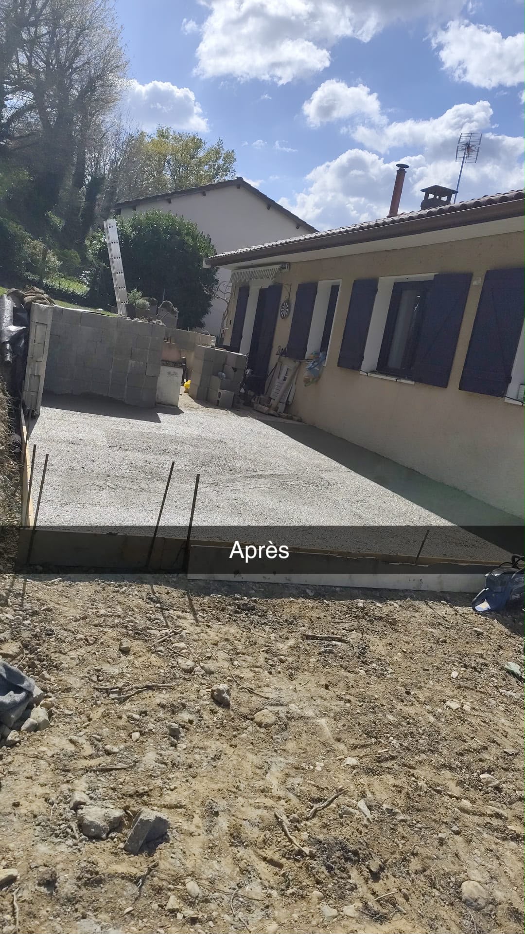 Terrasse après terrassement et dalle